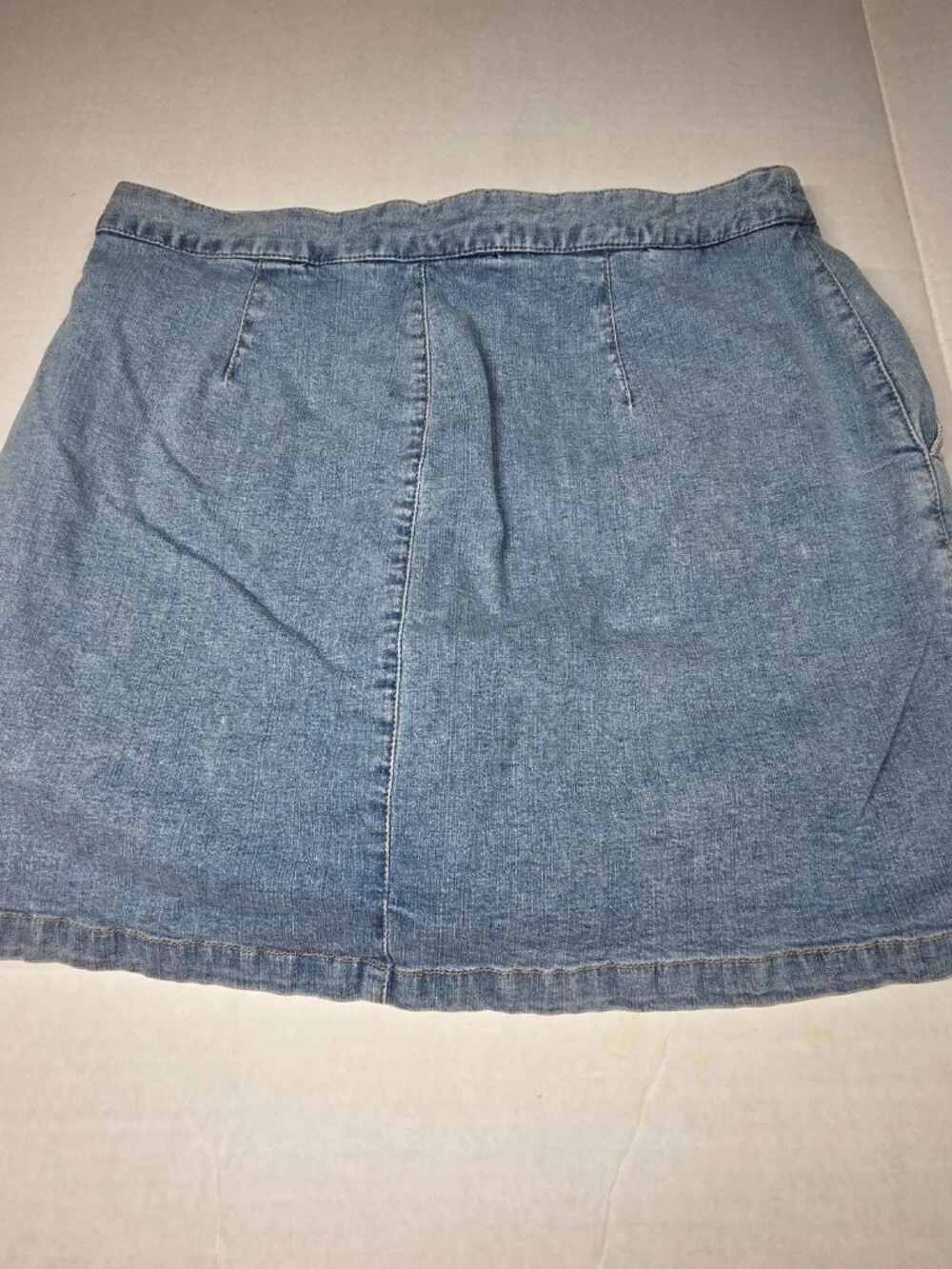 Crazy Horse Womens Mini Skort Petite 12 Blue Denim Stretch‎ Button Zip Vintage